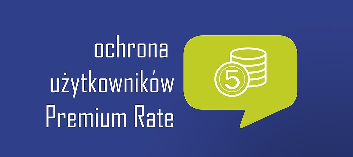 Grafika przedstawiająca monety z napisem ochrona użytkowników Premium Rate